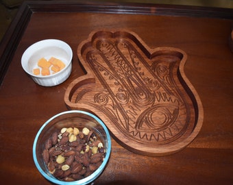 Personalized Carved Hamsa Serving Tray | Wood | 2 Sizes Available