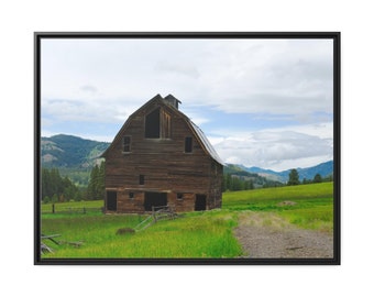 Old Rustic Barn in Washington-Framed Canvas