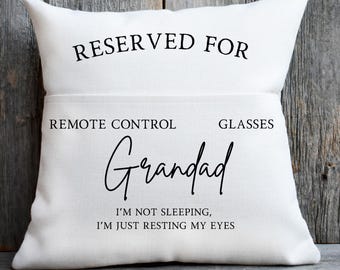 Reserved For Grandad cushion - Personalised Gift - For Him - Pocket Cushion - Fathers Day - Home Decor