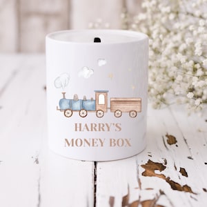 Choo Choo Train Money Box, Baby Money Box, Baby gift, Nursery Decor, New baby gift, For her, For him, Toddler Gift, Keepsake