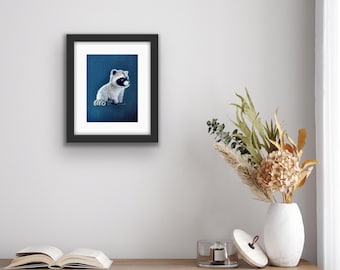 Baby Raccoon - Limited Edition Print 8x10 pastel animal art wall decor drawing