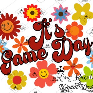 Retro Vintage Game Day, Football Design, College Football, PNG, Sports, Sublimation Design, Red