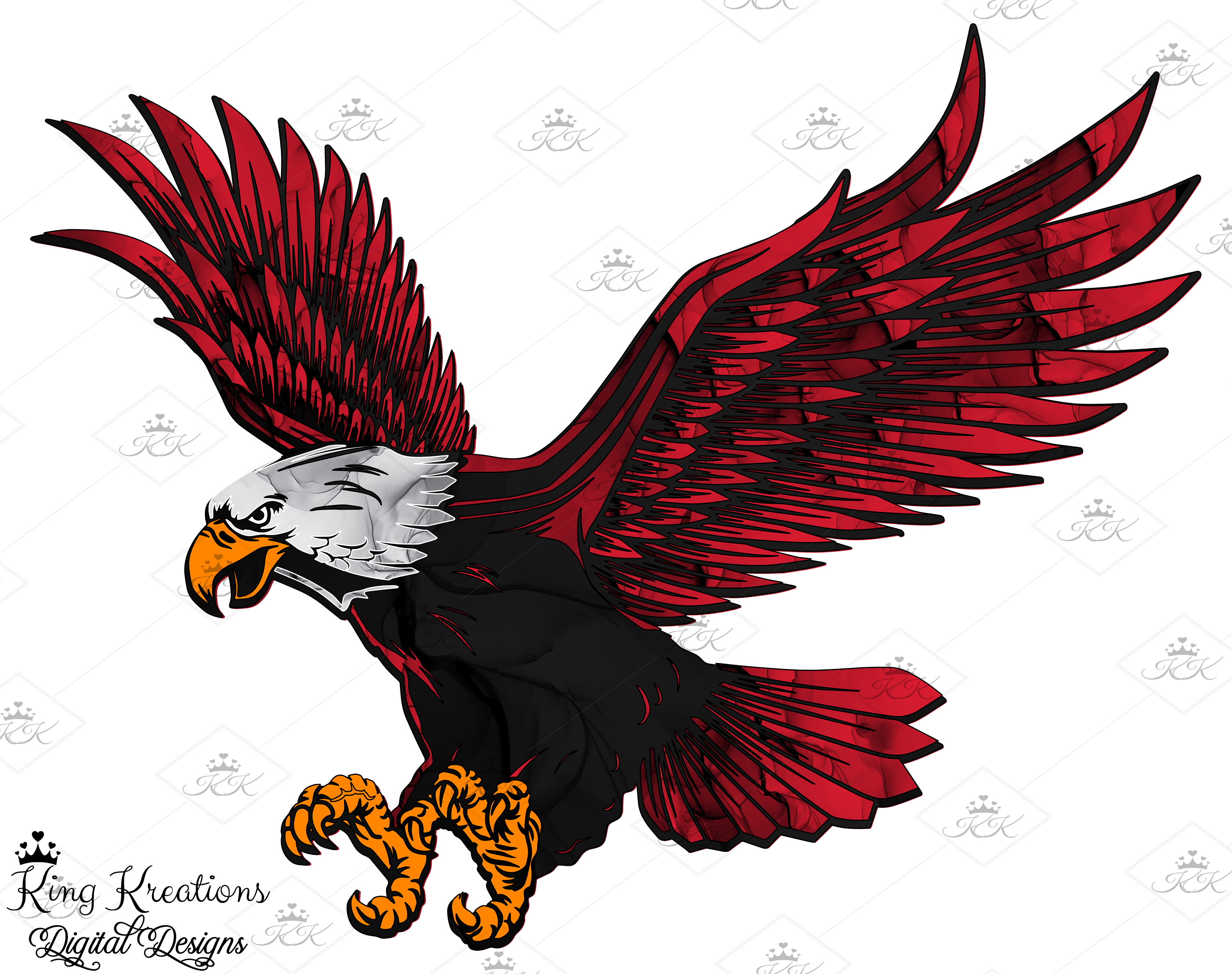 Eagle Clipart, Red Eagle Design, Eagle Sublimation Design, Instant