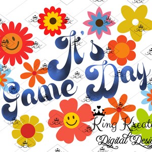 Retro Vintage Game Day, Football Design, College Football, PNG, Sports, Sublimation Design, Blue orange