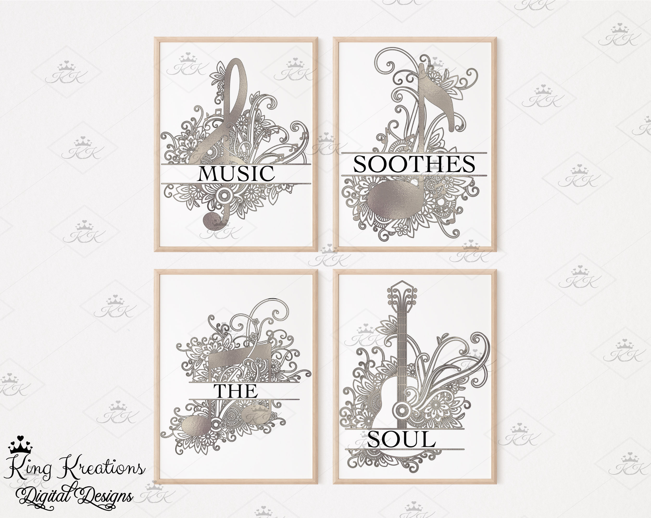 Music Notes Printable Digital Wall Art, Music Wall Art, Digital Wall Art, Musical Wall Art