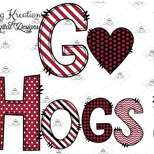 Go Hogs Doodles Alphabet sublimation Design, png transparent, football hogs design, Clipart, sports designs png