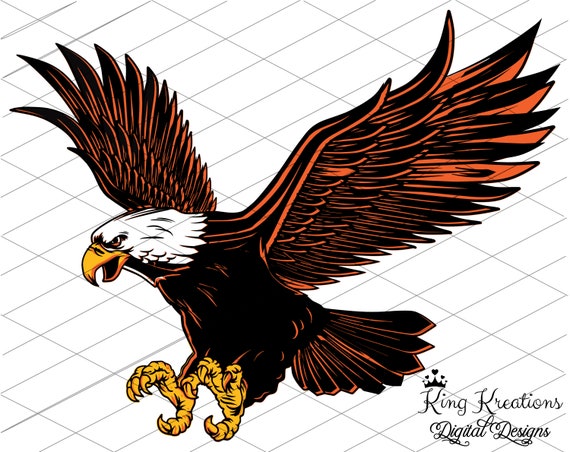 Eagle Clipart, Orange & Black Eagle Design, Eagle Sublimation Design,  Instant Download, Transparent Background - Etsy