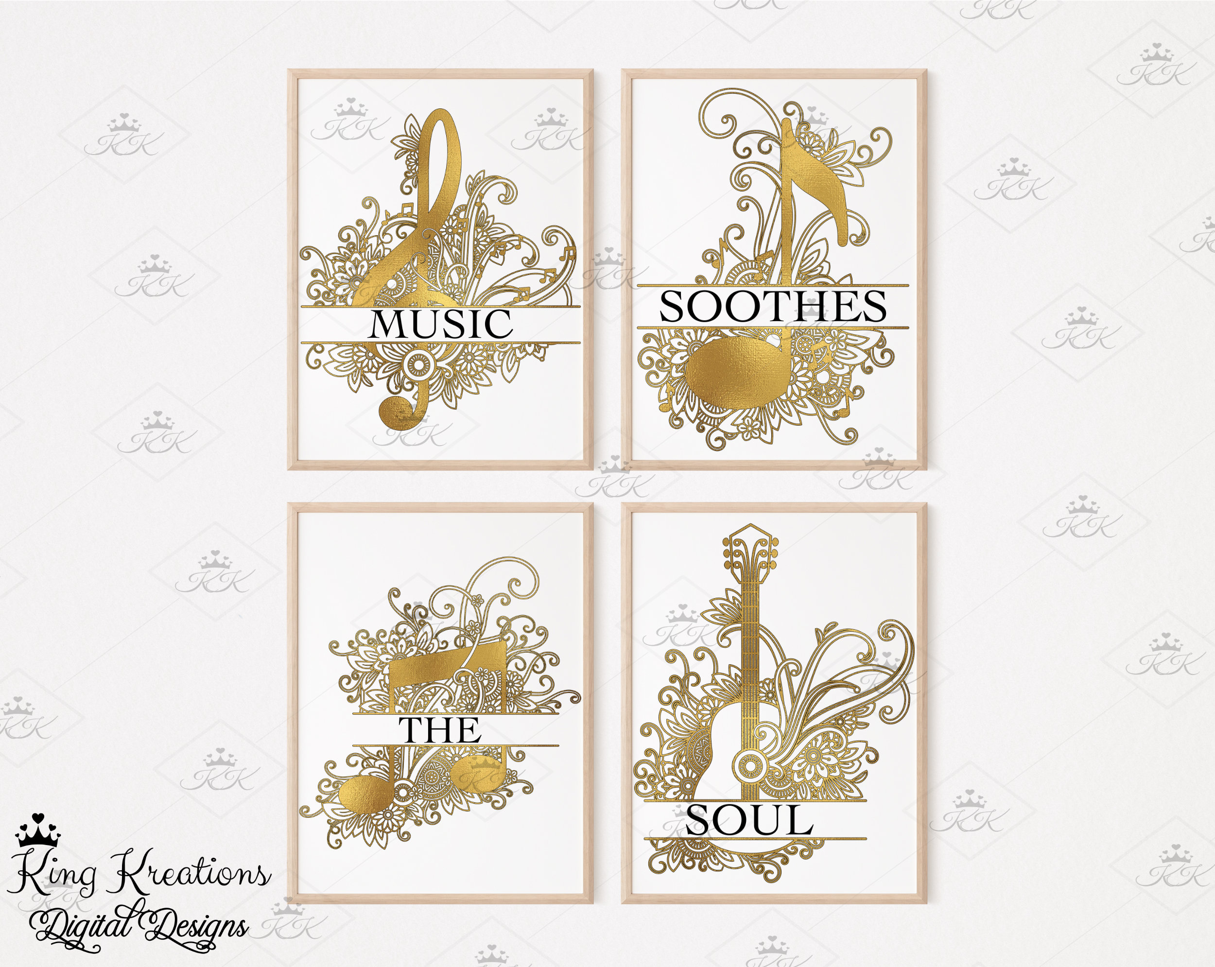 Music Notes Printable Digital Wall Art, Music Wall Art, Digital Wall ...