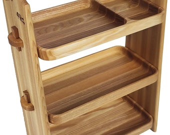 3 Tier Storage Organizer, Wooden Desk Shelf, Kitchen Shelf Organizer Wood Rack for Countertop, fruit stand, Kitchen counter shelves