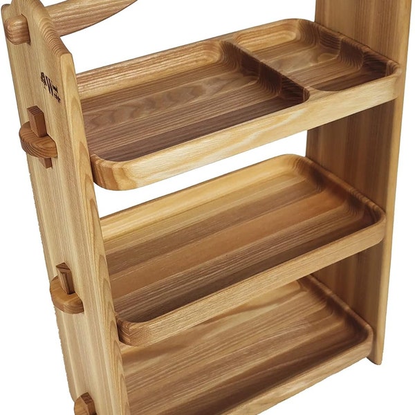 3 Tier Storage Organizer, Wooden Desk Shelf, Kitchen Shelf Organizer Wood Rack for Countertop, fruit stand, Kitchen counter shelves