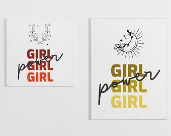 Girl Power Poster, Poster Set of 3 Wall Art, Feminist Girl Room Decor, Feminist Poster, Woman Power Poster, Girl Power Print