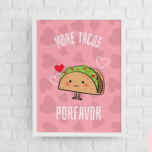 Colorful Kawaii Taco Print, Taco Wall Art, Texas Gift , Austin Foodie Kitchen Decor, Kawaii Taco Wall Art, Nursery Taco Art. Nursery Kawaii