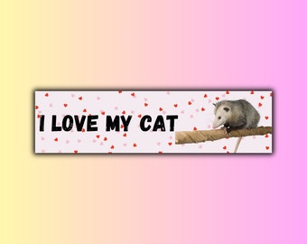 Ik houd van mijn kattenbumperstickers, opossum-bumpersticker, buidelrat-bumpersticker, katten-bumperstickers