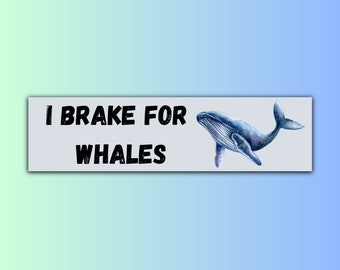 I Brake for Whales Bumper Stickers, Humpback Whale Bumper Sticker