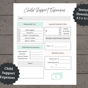Child Support Printable Expenses Worksheet Custody Planner Children ...