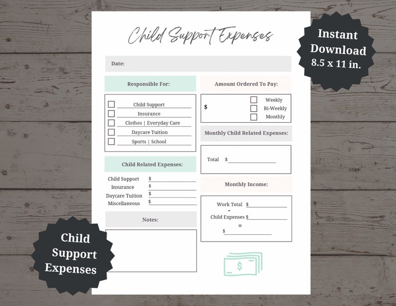 Child Support Printable Expenses Worksheet Custody Planner Children