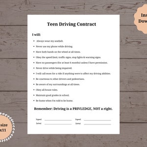 Printable Teen Driving Contract: A Guide to Safe and Responsible ...