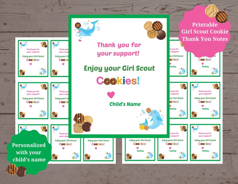 Girl Scout Cookies Printable Thank You Notes Sweet Personal Touch - Etsy