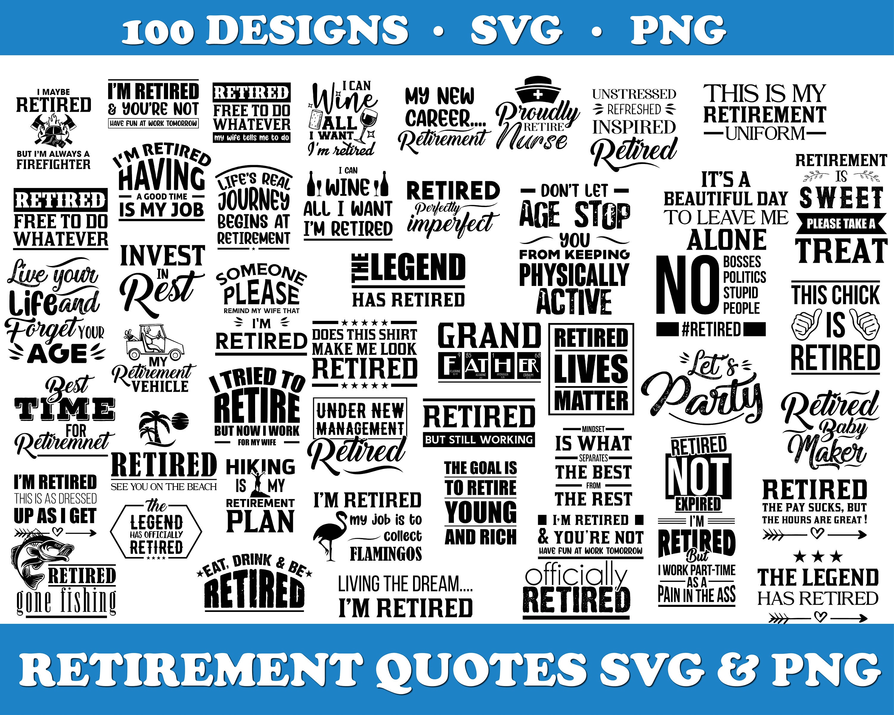 Retirement SVG Bundle, 100 Retirement Sayings, Beer Mug, Officially ...