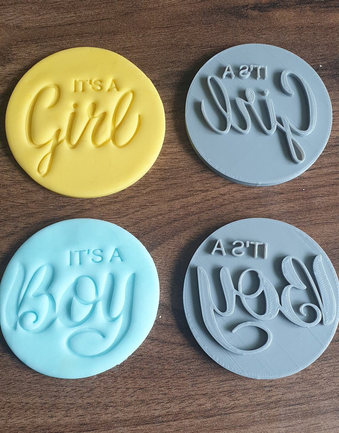 It's a Girl, It's a Boy, Baby Shower Birthday Fondant Stamps, Embossers