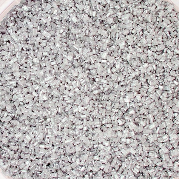 Pearlized Silver Sugar Crystals Sprinkles for Cakes and Cupcakes, Sugar Sprinkles, Coarse Sugar, Silver Sugar