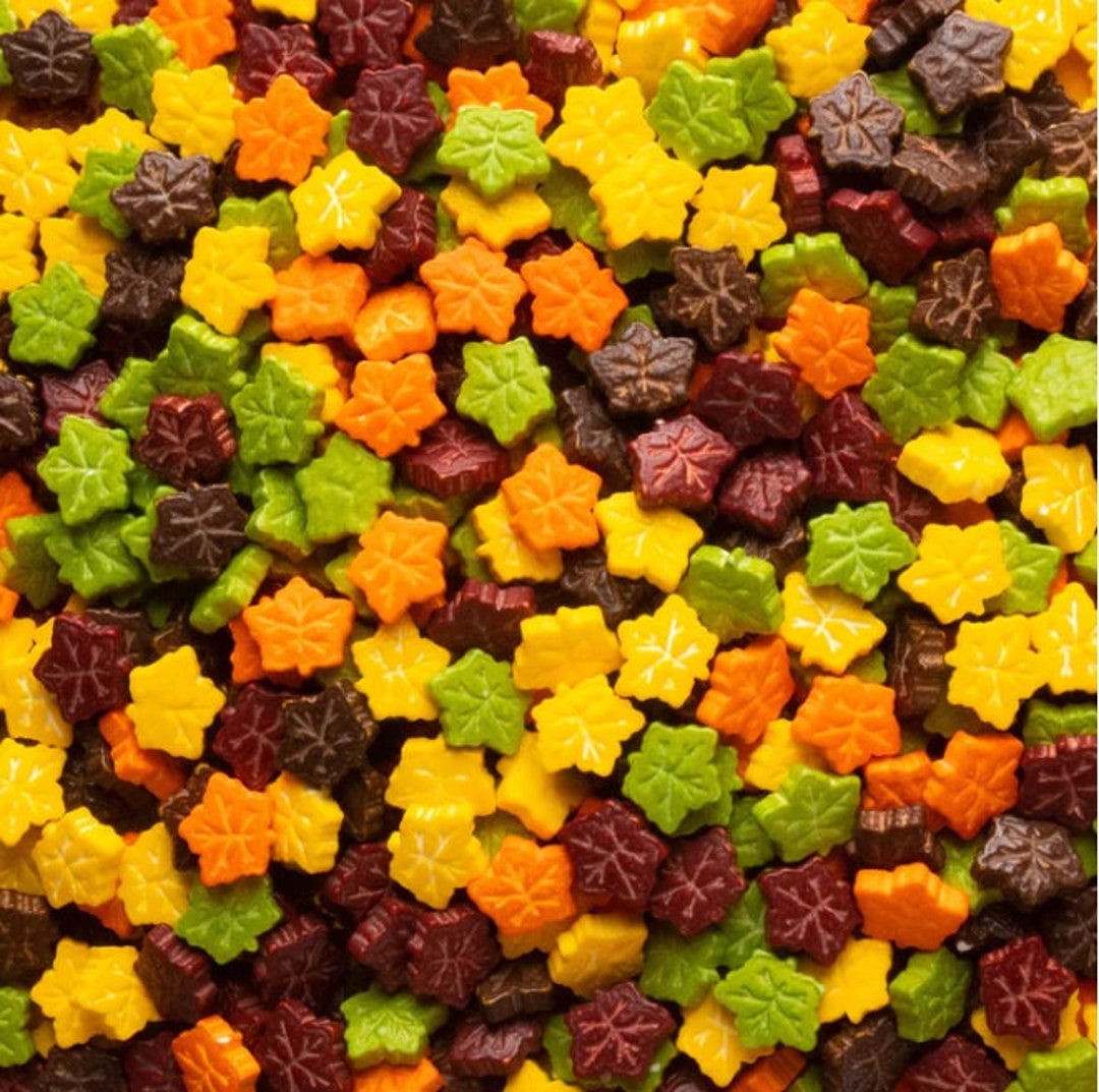 Maple Leaf Candy Sprinkles for Cakes and Cupcakes, Fall Sprinkles, Autumn Sprinkles, Cupcake
