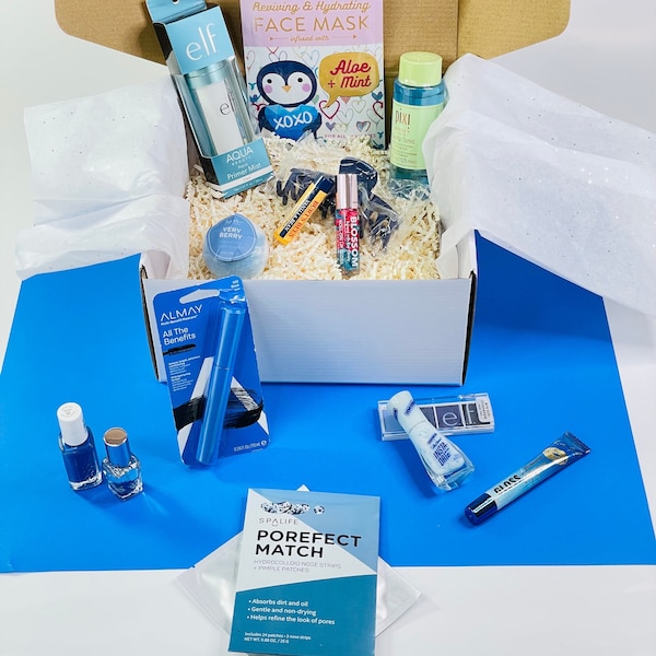 Blue Majestic Mystery Beauty Box, Blue Beauty Gift Box for Teens, Blue Self Care Beauty Gift Box, Blue Mystery Box for Tween