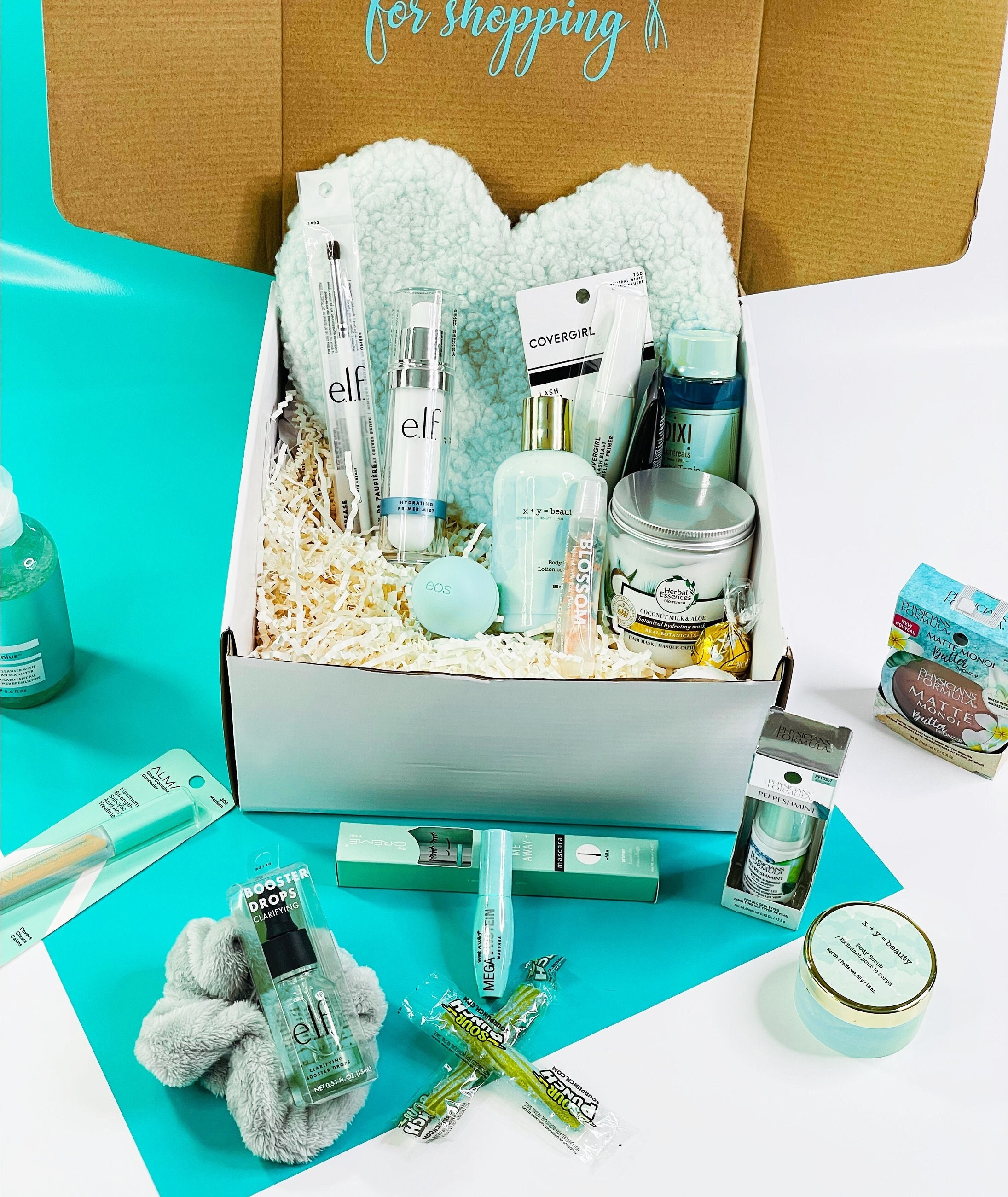 Teal Aesthetic Mystery Beauty Box, Teal Beauty Box for Teen and Tweens,  Teal Spa Self Care Beauty Gift Box, Teen Girl Gift Box 