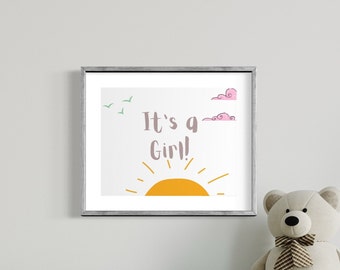Digital Print, Digital Art, Baby Girl, It's a girl, Nursery, Nursery art, Wall art, Digital art, Baby Shower, Art, Girl's room, Baby