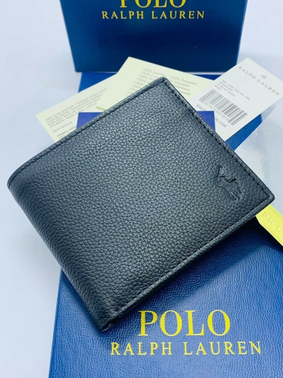 Polo Ralph Lauren Black Bi-fold Leather Wallet With Coin - Etsy