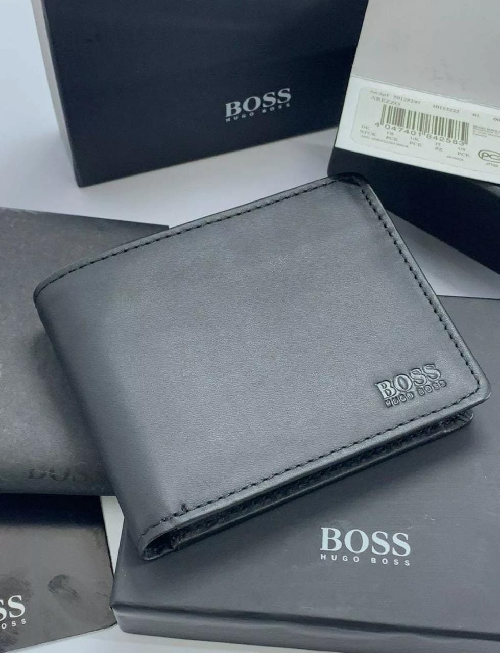 Buy BOSS Embossed Logo Grained-Leather Matte Wallet | Black Color Men |  AJIO LUXE