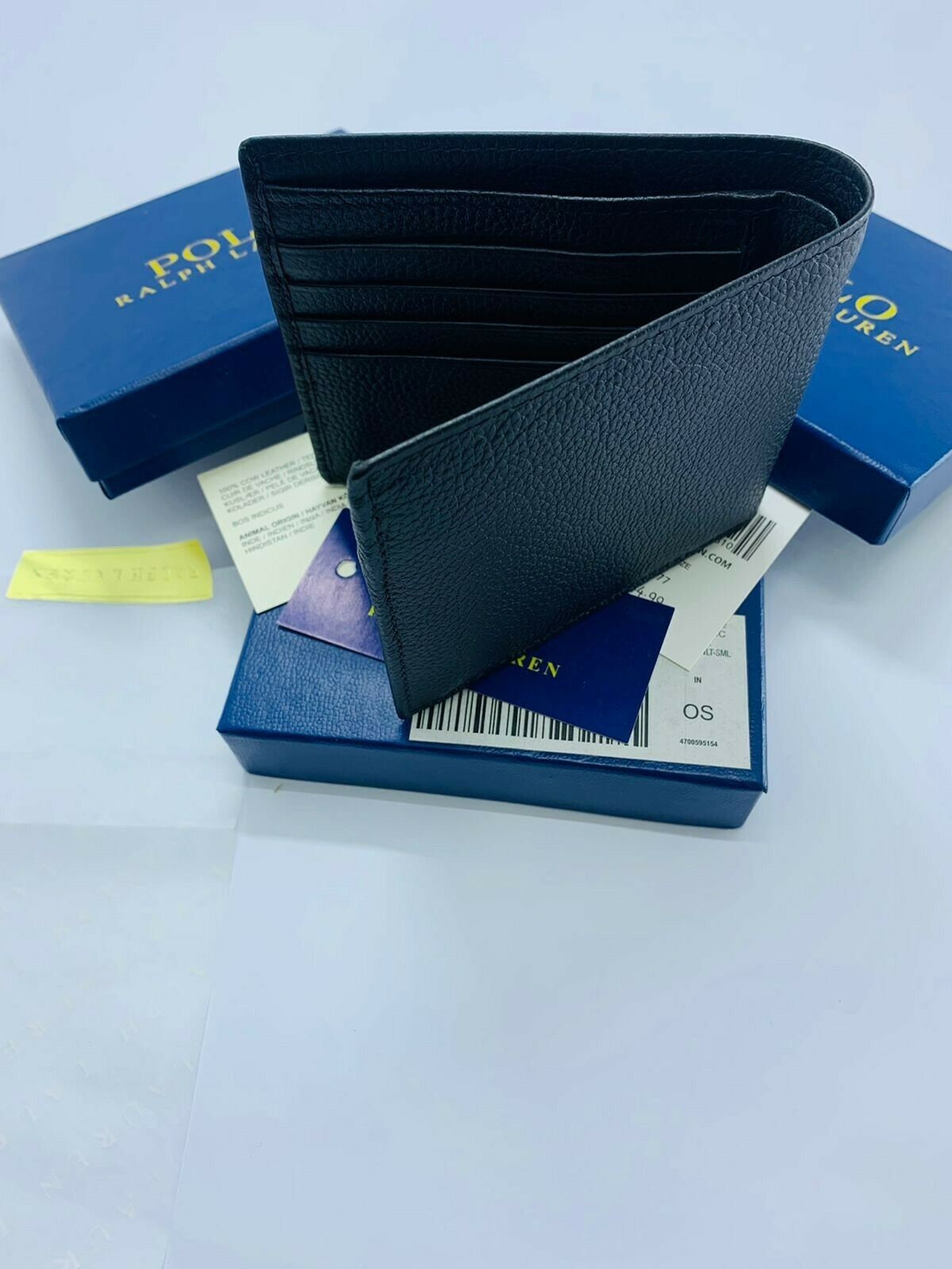 Polo Ralph Lauren Men's Bifold Black Leather Wallet with ID Holder_Great  Gift