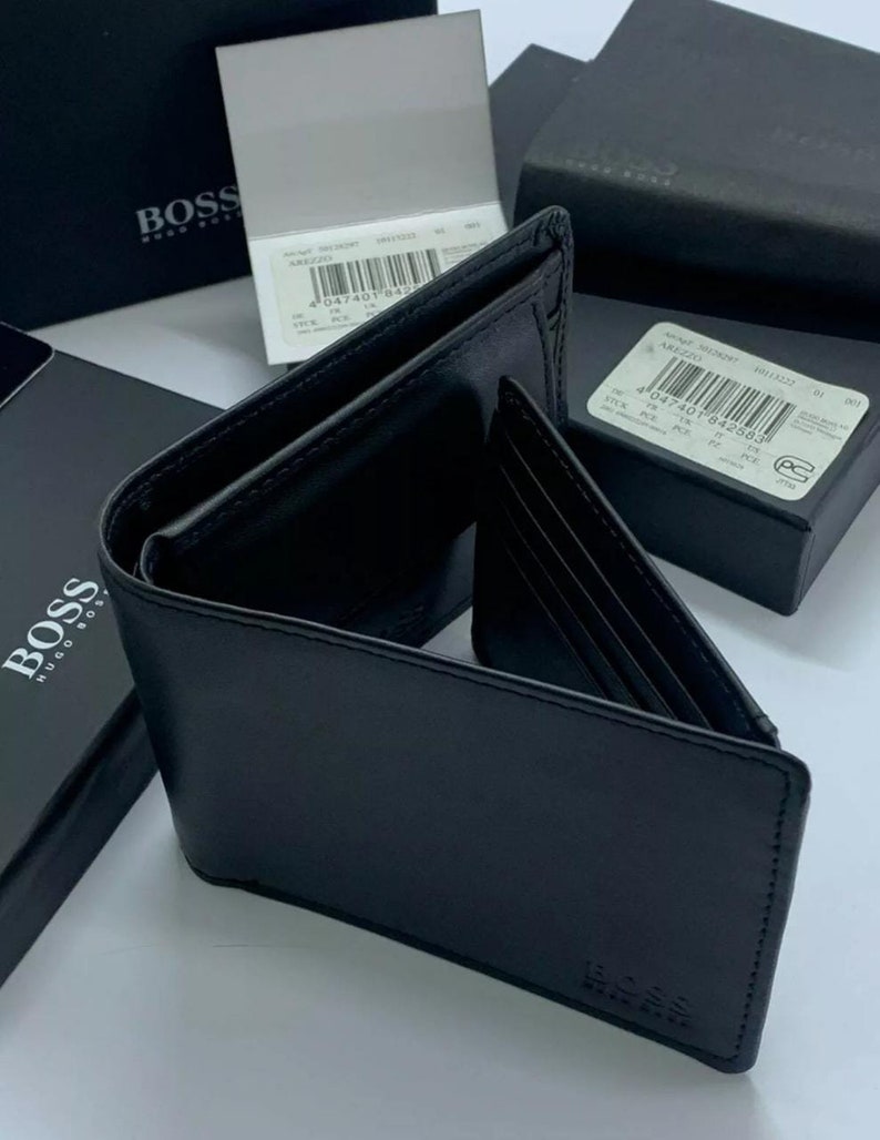 Hugo Boss Arezzo Black Men's Leather Trifold Wallet With Coin Pocket