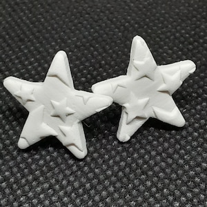 White Star Earrings, Stud Earrings, Star Studs, Star Stud Earrings, Star Gift