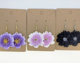 Boucles d'oreilles pivoine, boucles d'oreilles fleur de pivoine, boucles d'oreilles fleur, clous de pivoine