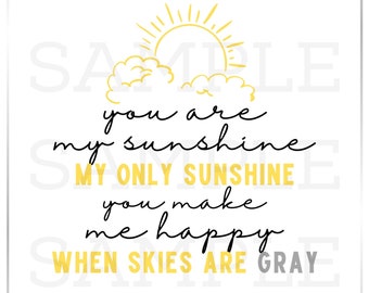 You Are My Sunshine Kunstdruck, Kinderzimmer Druck