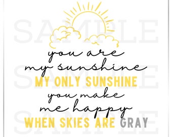 You Are My Sunshine Art Print, Nursery Print