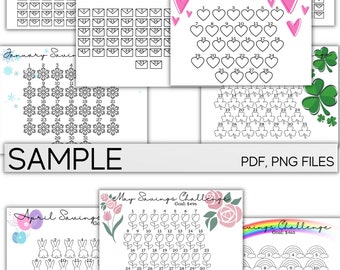 Budget Planner Geldspar Challenge PDF, 100 Envelope Challenge, Monatliche Spar Challenge, Savings Tracker