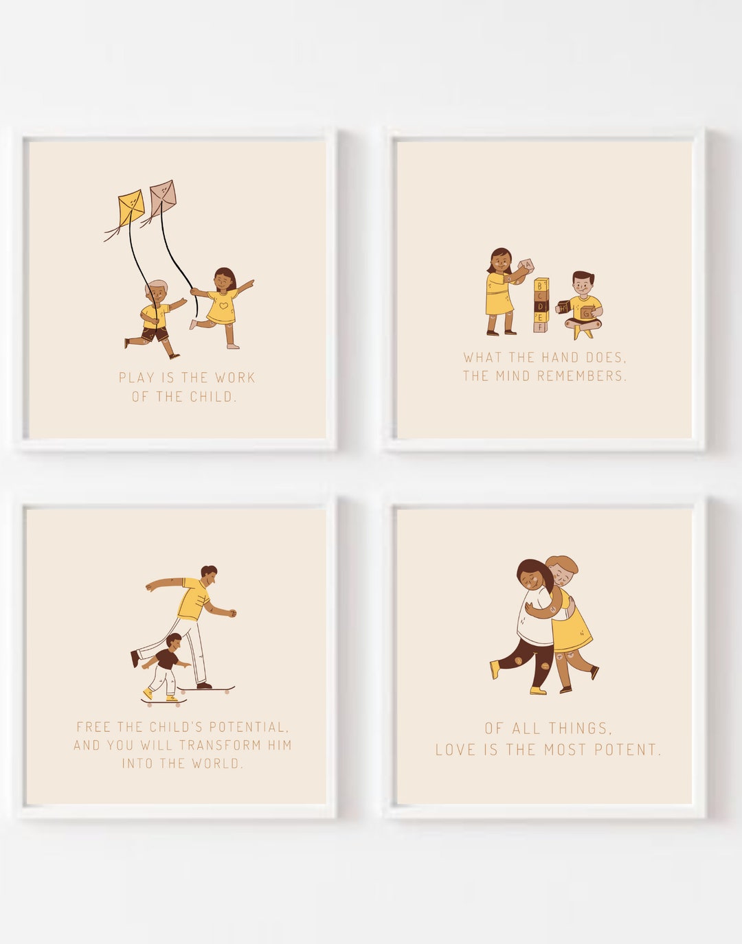 Montessori Quote Digital Art Print Set, Play is the Work of the Child ...