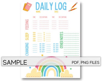 Baby Tagebuch, Tagespflege Chart, Babysitter Chart, Newborn Tracker
