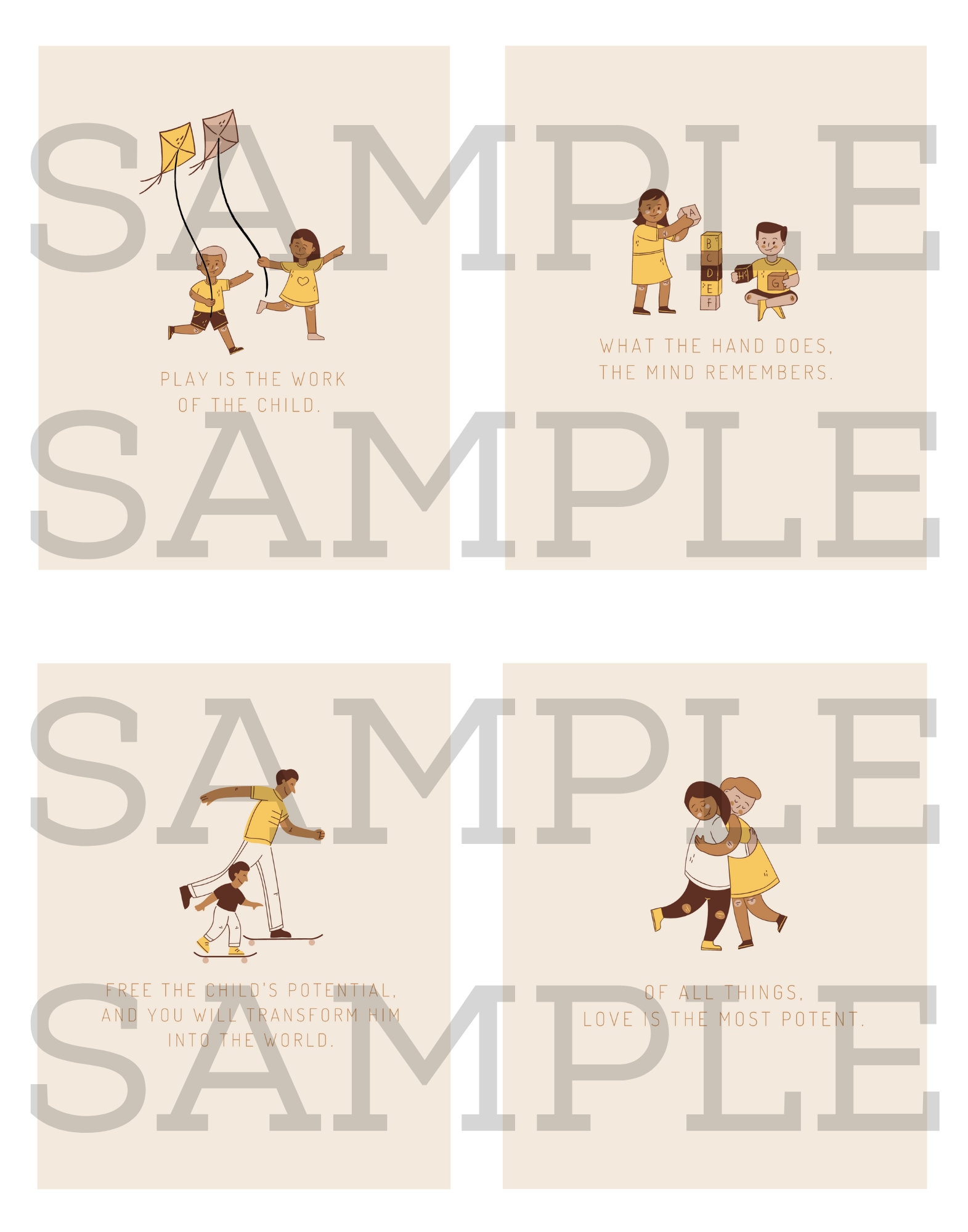 Montessori Quote Digital Art Print Set, Play is the Work of the Child ...