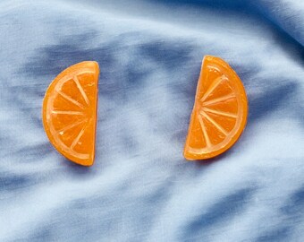 Orange slice stud earring