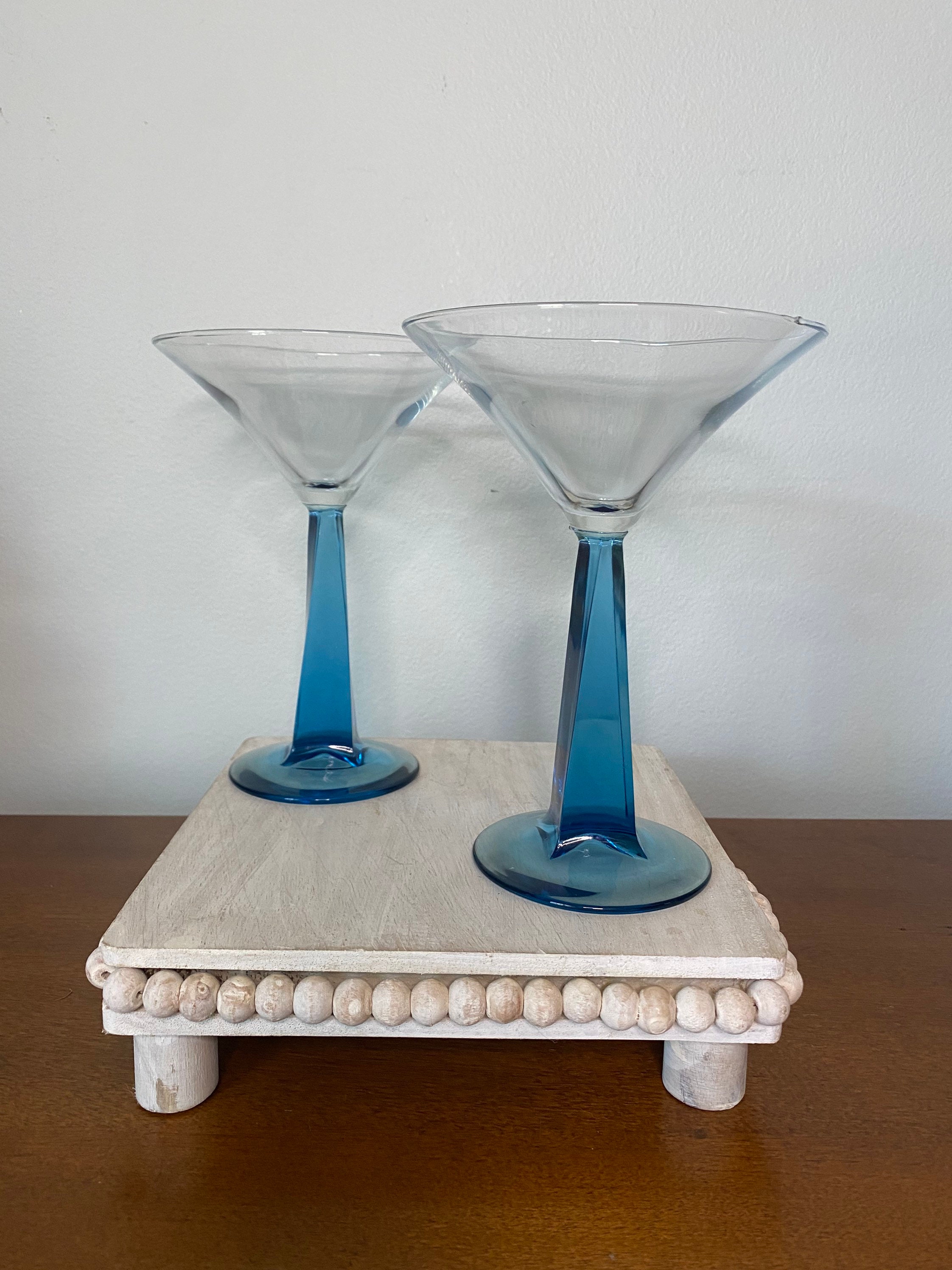 Blue Lucy Martini Glass Set / 2