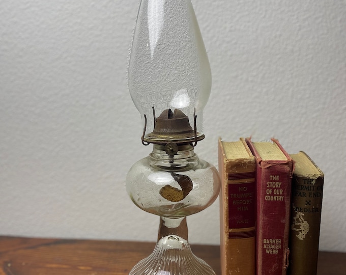 Vintage,elegant,pressed Glass,hurricane,oil Lamp,kerosene,thomaston