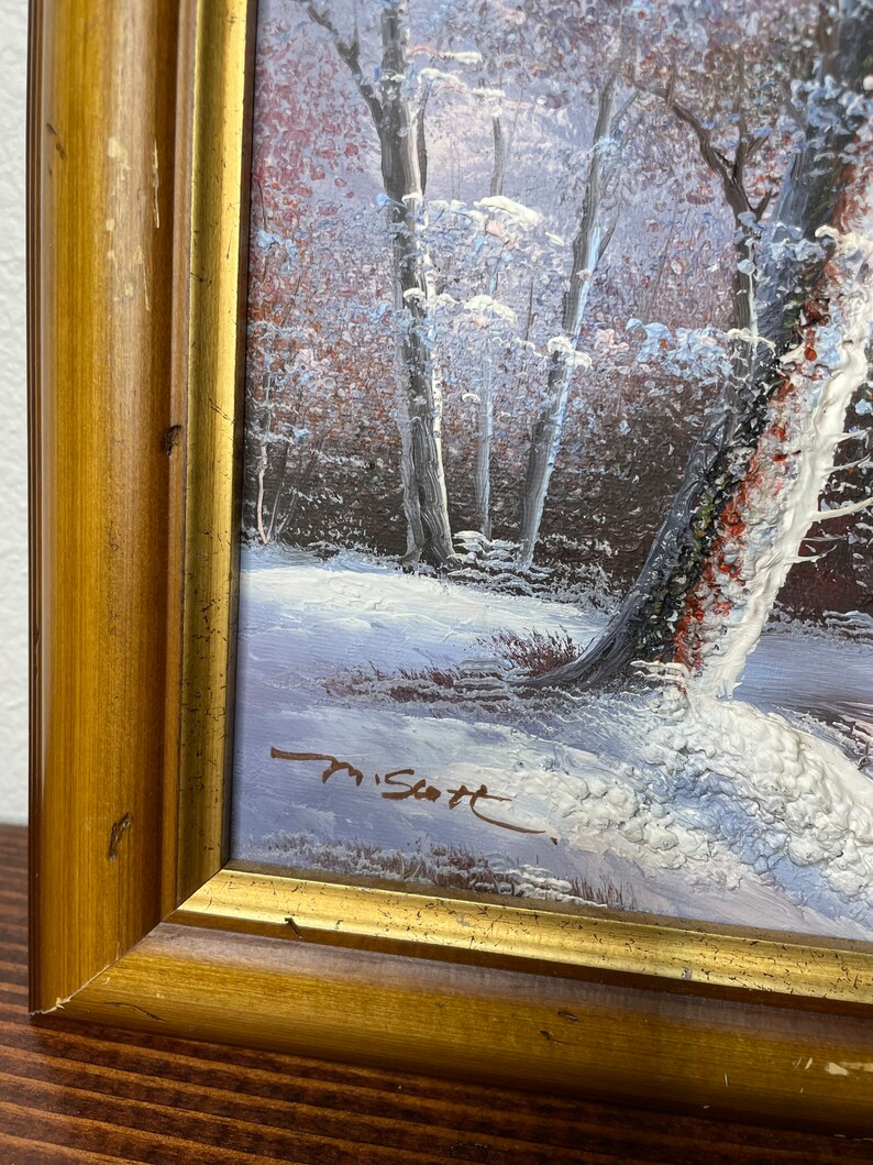 Set of 3 Original M. Scott Oil Paintings Textured Landscape Framed