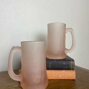 Vintage Frosted Satin Pink Pitcher Indiana Glass Tiara Mugs
