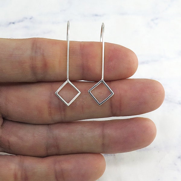 Solid Sterling Silver Diamond Threader Earrings