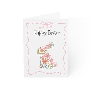 Bloemenwenskaart paashaas, wenskaarten paashaas, voorjaarsvakantiekaarten, briefpapierset paashaas, notitiekaarten bloemenkonijn