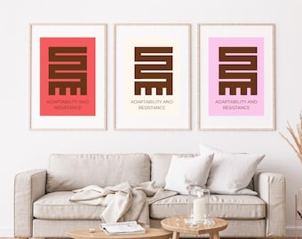 Set of 6 Adinkra WallPrints, Nkyinkyim Adinkra Symbol, African Wall Art, Adinkra Wall Art, Digital Print, Art Print, African Home Decor