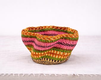 Handwoven Bolga Basket, June Wave Design, African Home Decor